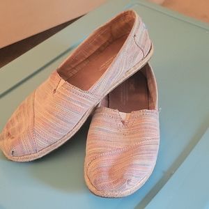 TOMS Multi-colored Linen with Jute detail, Size 8